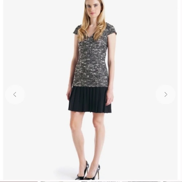Ted Baker Lucina Tweed V Neck Pleated Dress 2 - Picture 1 of 7